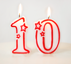 candles with the number 10