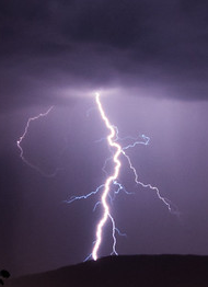 lightning strike in a dark night